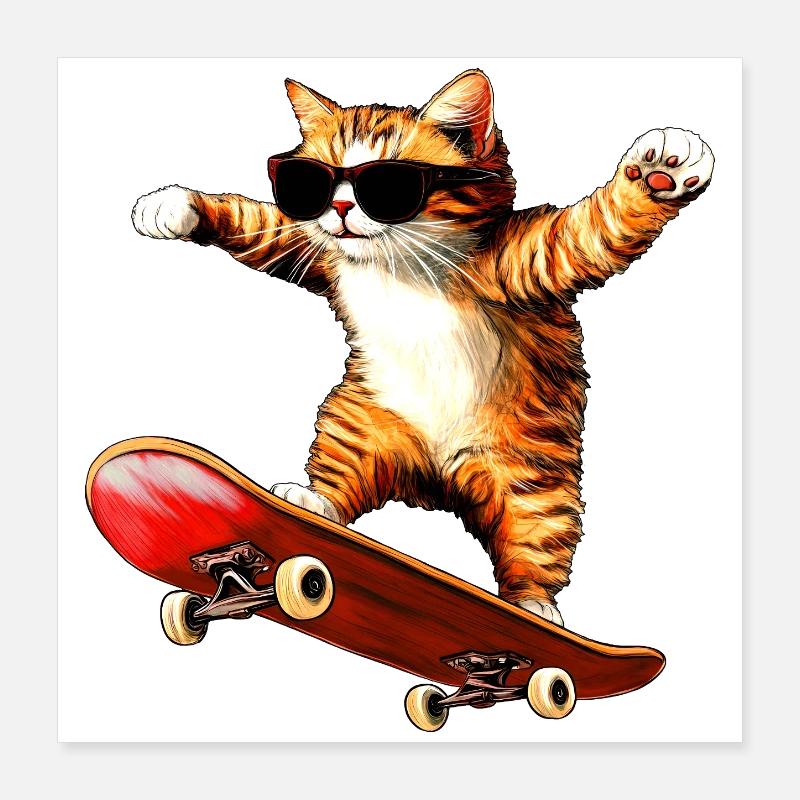 Skateboard pour chat Poster 40 x 40 cm
