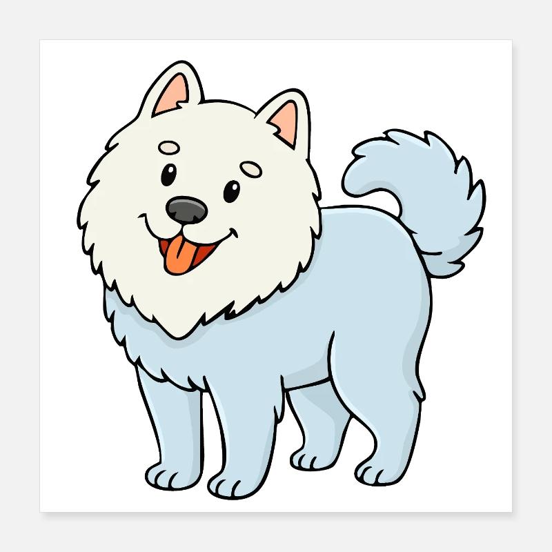 Fuzzy Dog (Blanc / comique) Poster 40 x 40 cm