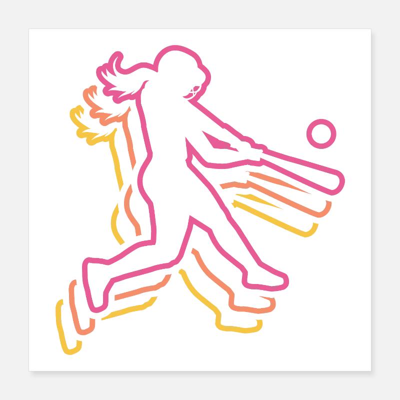 Joueuses féminines de softball Poster 40 x 40 cm