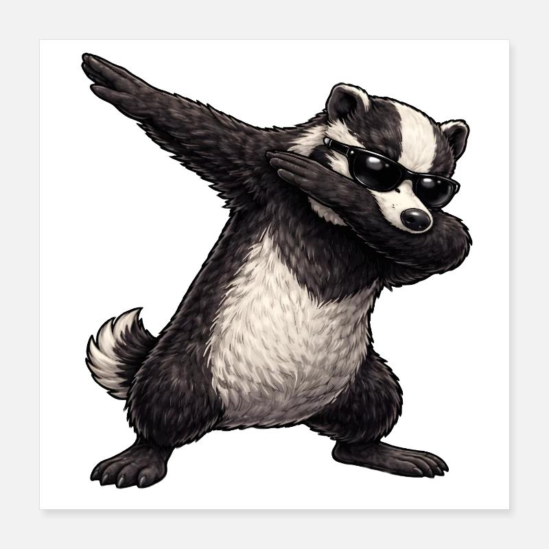 Dabbing Badger Poster 16" x 16" (40x40 cm)