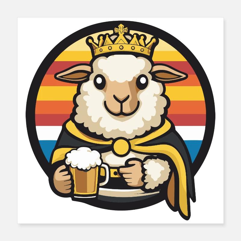 Sheep Beer Funny Poster 16" x 16" (40x40 cm)