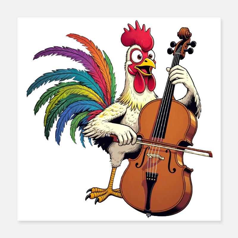 Hahn Musiker Poster 40x40 cm