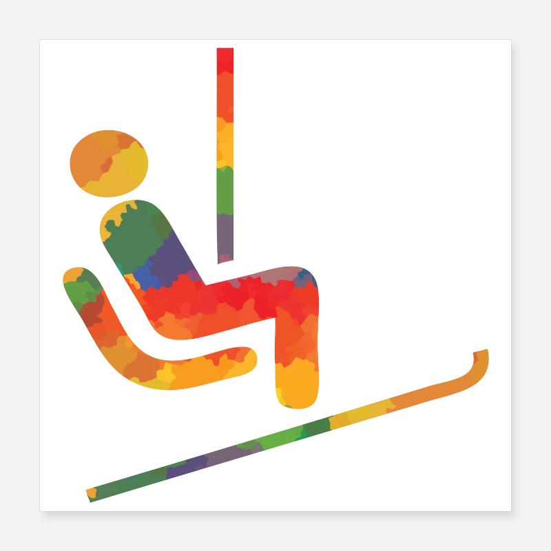 Colored ski runner long sleeve shirts Poster 16" x 16" (40x40 cm)