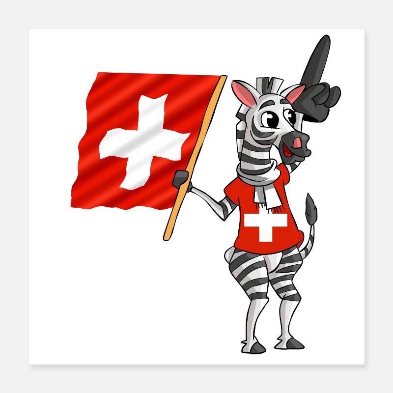 Schweizer Zebra Poster 40x40 cm