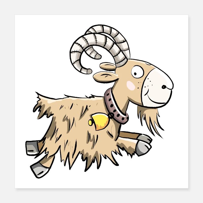 Sprunghafte Ziege I Widder I Ziegenbock Geschenk Poster 40x40 cm