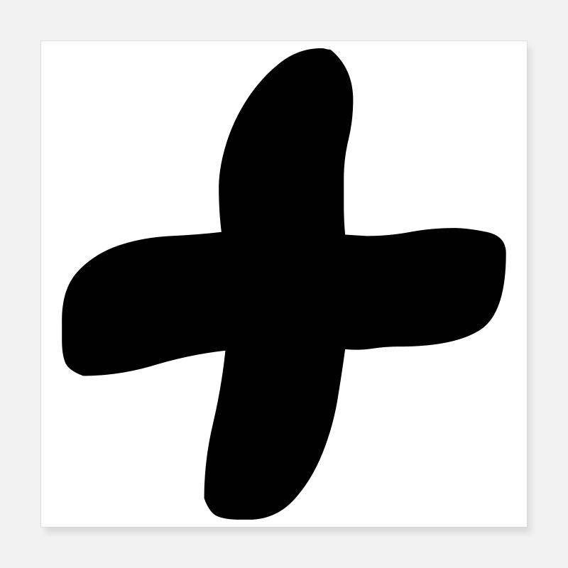 Plus Sign Cross Shadow Plus Sign Sign Poster 16" x 16" (40x40 cm)
