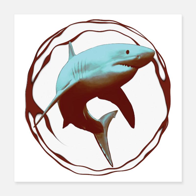 Grand Requin Blanc Poster 40 x 40 cm