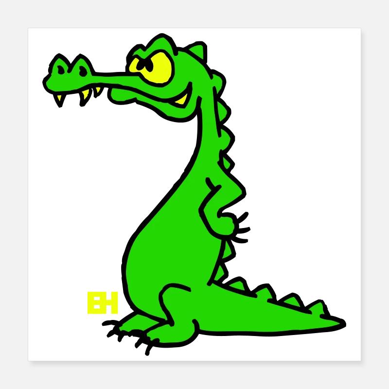 Smiling Crocodile, Three Color Design Poster 16" x 16" (40x40 cm)