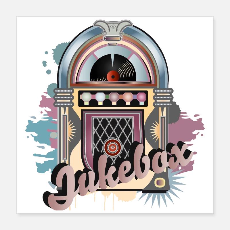Jukebox im Graffiti Retro Look mit Schriftzug Poster 40x40 cm