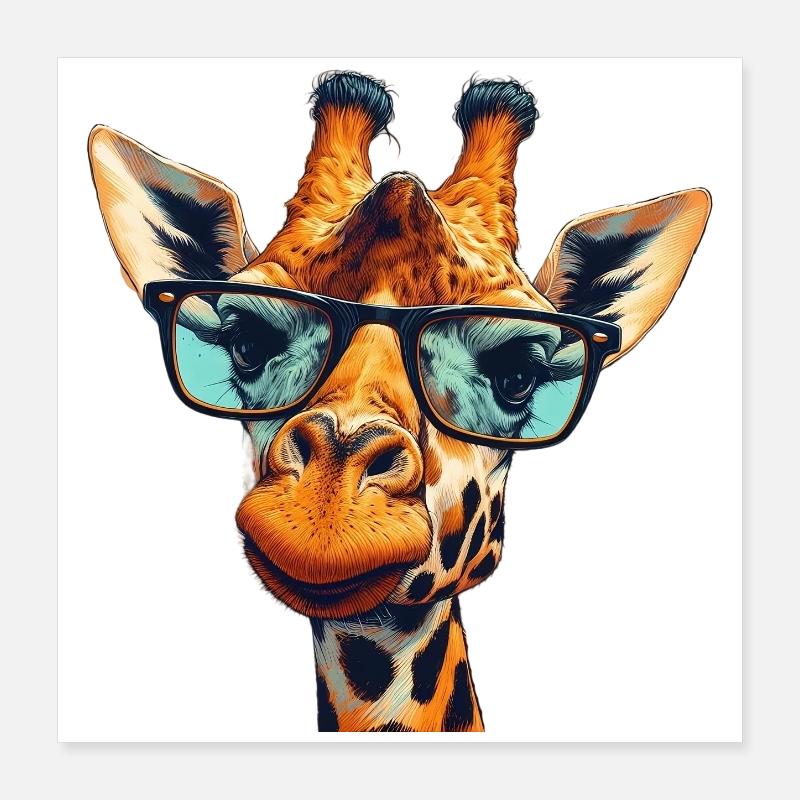 Girafe à lunettes Poster 40 x 40 cm