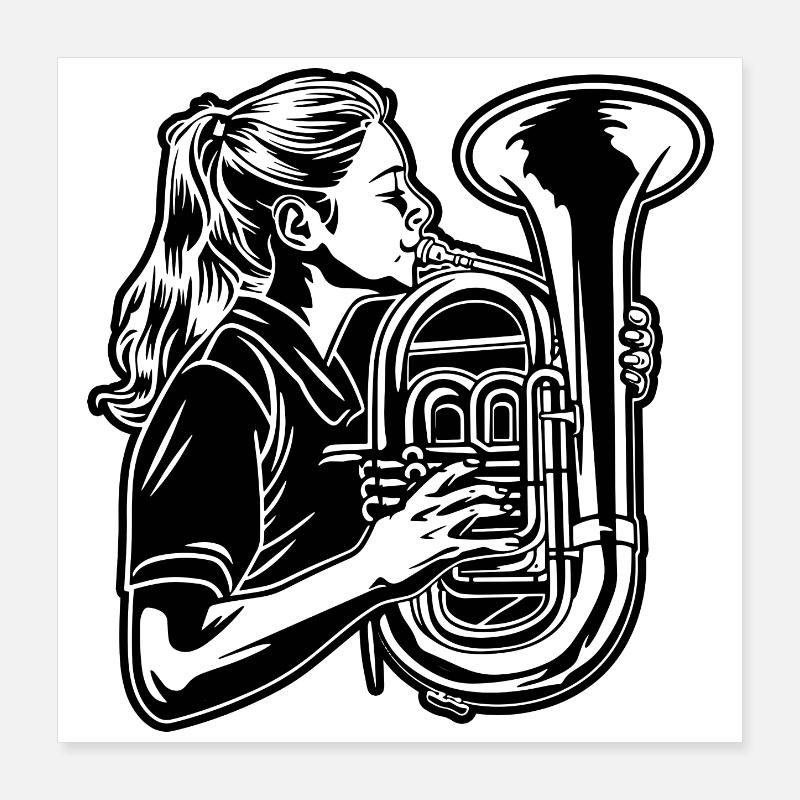 Tuba Girl Poster 16" x 16" (40x40 cm)