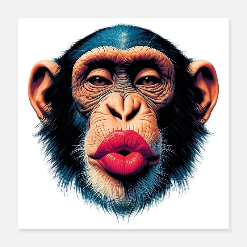 Affen-Kuss Poster 40x40 cm