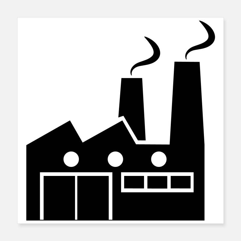 Abstrakte geometrische Linienkunst einer Fabrik Poster 40x40 cm