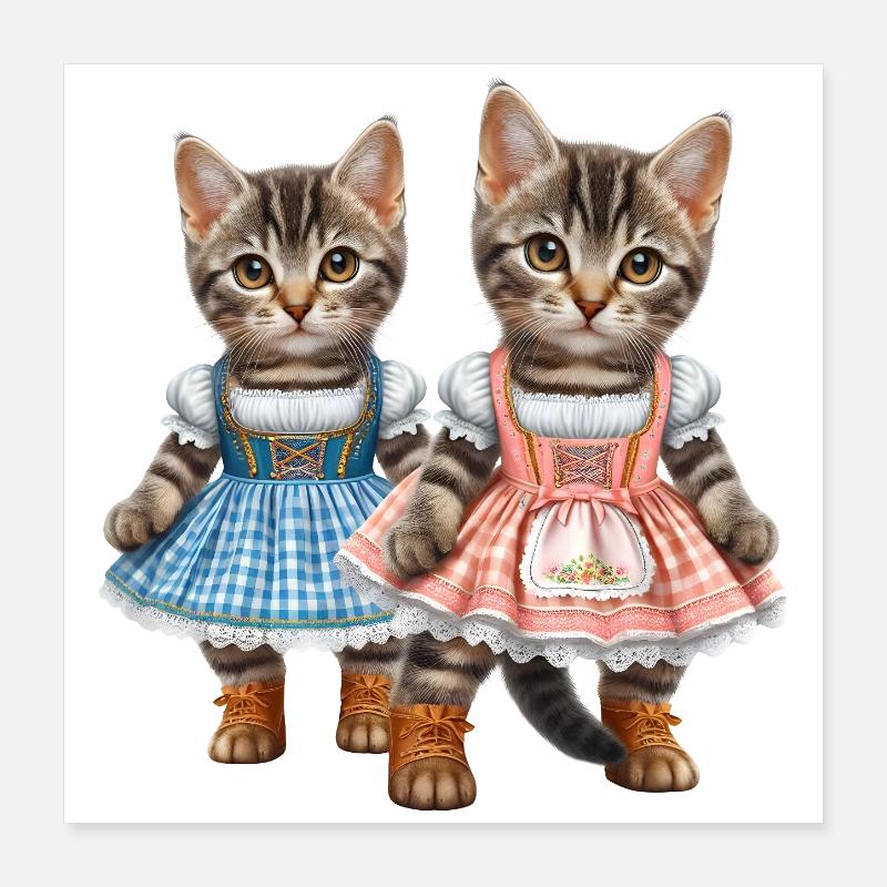 Dirndl kitties Poster 16" x 16" (40x40 cm)
