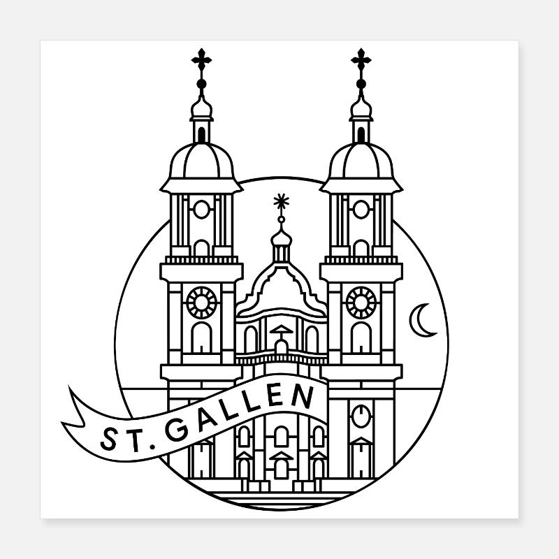 Cathédrale de Saint-Gall, Suisse Poster 40 x 40 cm