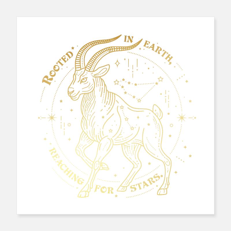 Steinbock Sternzeichen Geschenk – Erde & Sterne Design Poster 40x40 cm