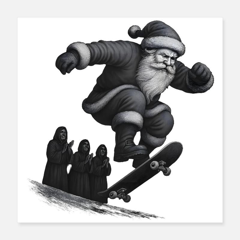 Saut du Père Noël avec patinage de Noël Poster 40 x 40 cm