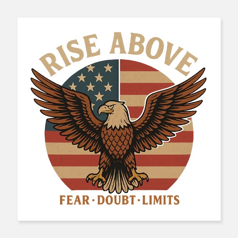 Vintage Eagle Design USA Flag & Saying Poster 16" x 16" (40x40 cm)
