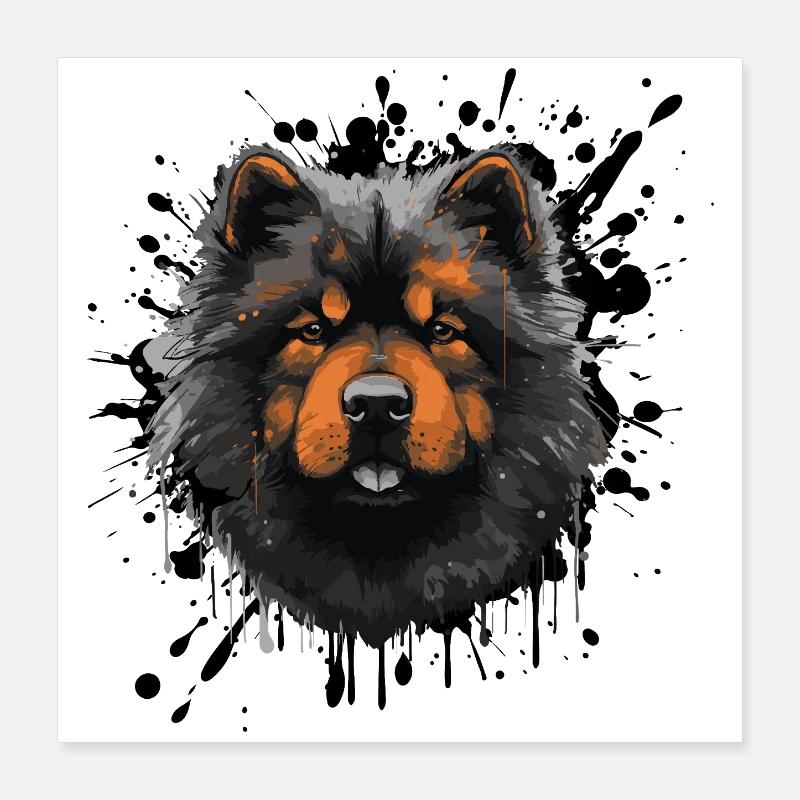 Visage de chien en explosion de couleur Poster 40 x 40 cm