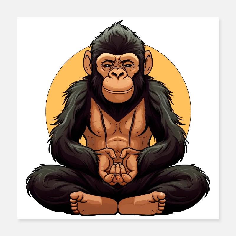 Monkey Yogi Poster 16" x 16" (40x40 cm)