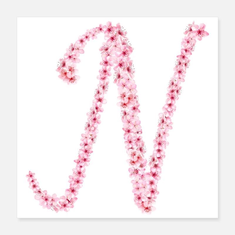 Cherry blossom initial N Poster 16" x 16" (40x40 cm)