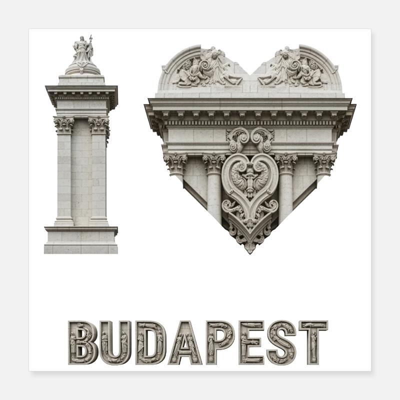 J’adore Budapest – Architecture classique Poster 40 x 40 cm