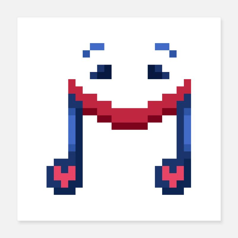 Smiling Musical Note Pixel Art Poster 40x40 cm