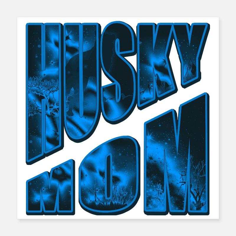 Husky Mom Neon Night Forest Poster 16" x 16" (40x40 cm)