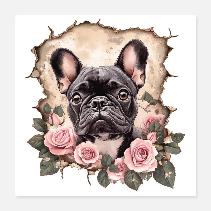 Bouledogue français Poster 40 x 40 cm