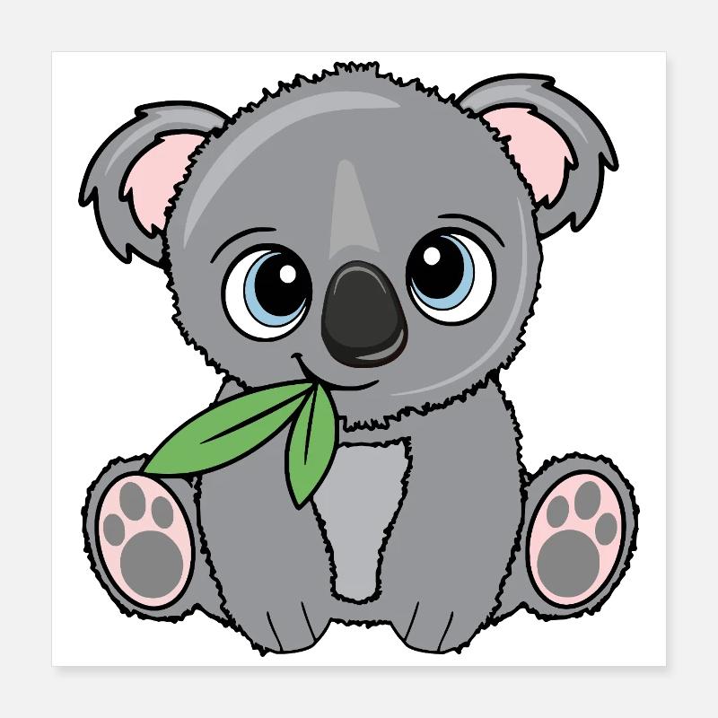Kleiner Koala mit Blatt Poster 40x40 cm