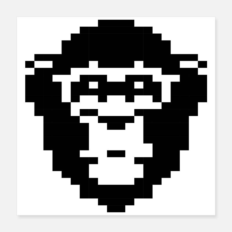Conception du visage de singe pixelisé Poster 40 x 40 cm