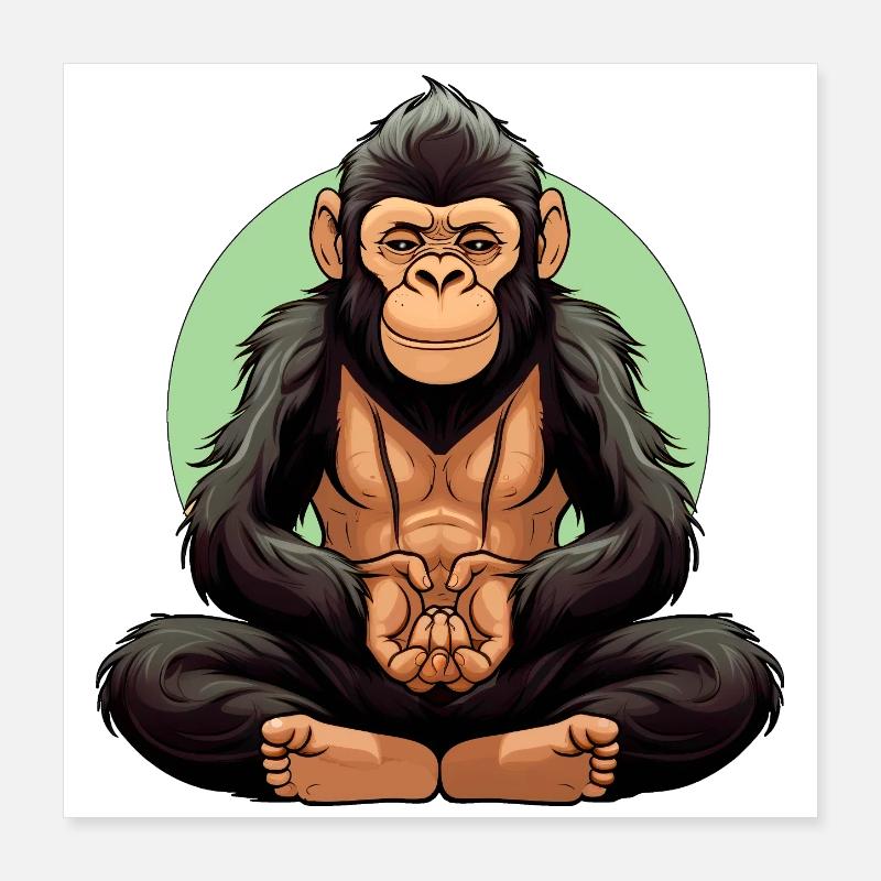 Monkey Yoga / Yogi Monkey Poster 40 x 40 cm