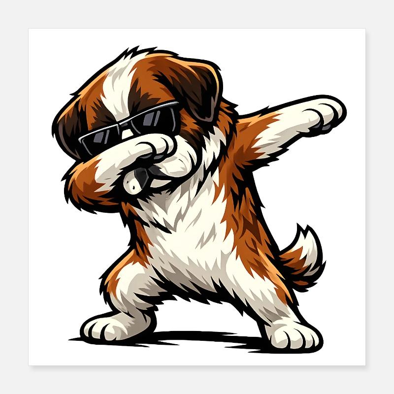Dabbing St. Bernard Poster 16" x 16" (40x40 cm)