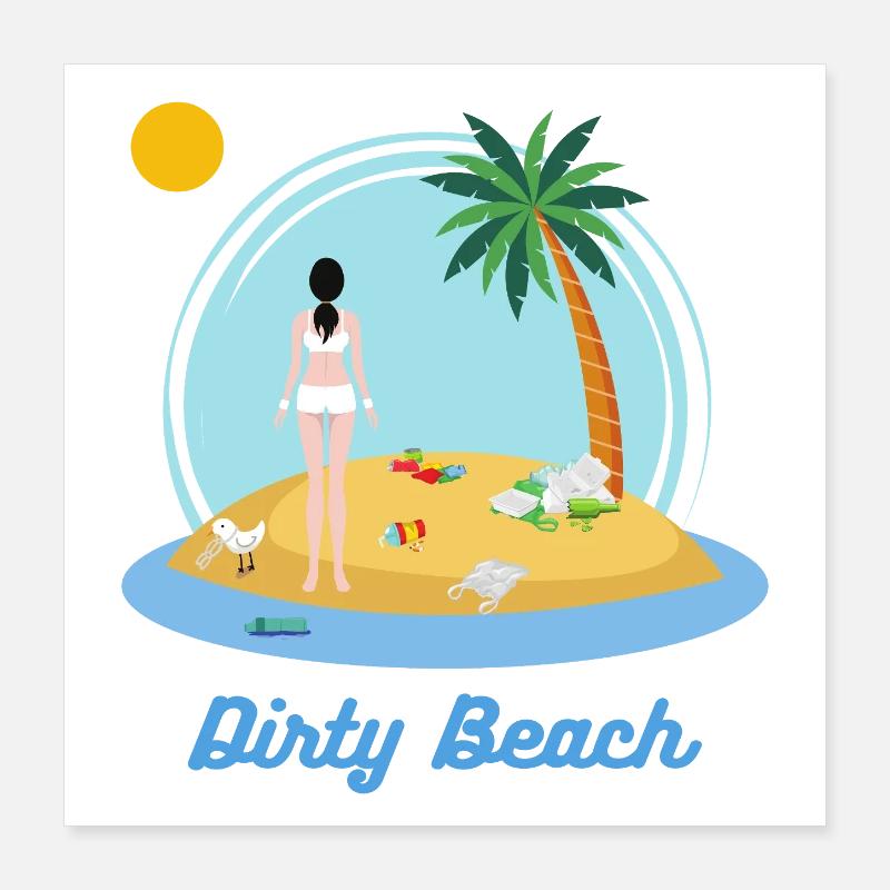 Schmutziger Strand Poster 40x40 cm