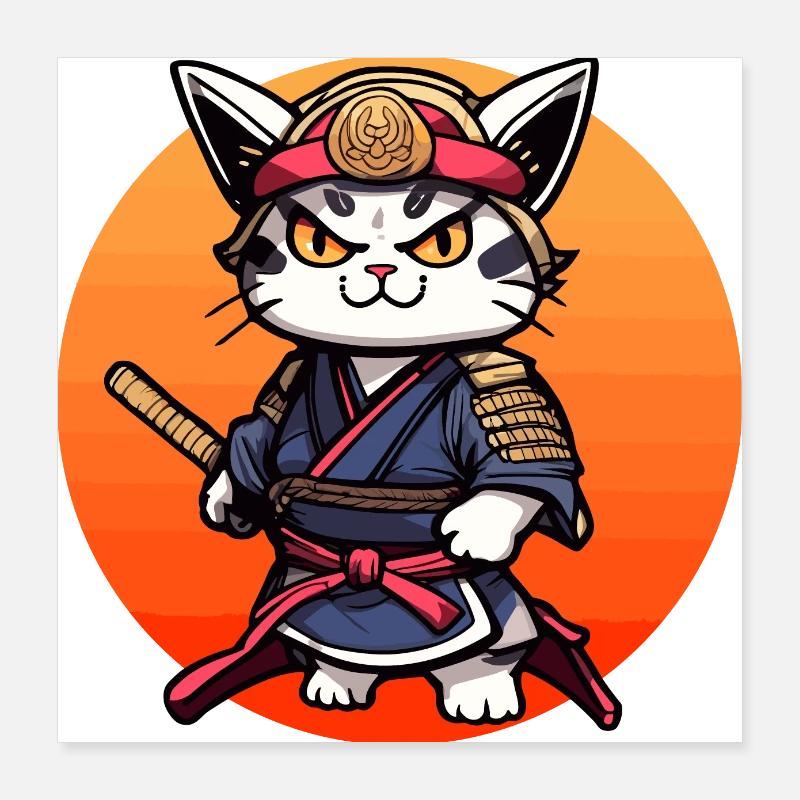 Samurai-Katze #26 Poster 40x40 cm