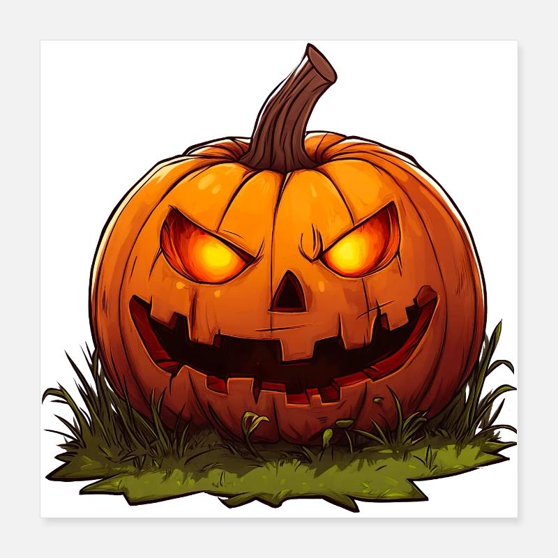 Kürbisse mit Fratzengesicht Poster 40x40 cm