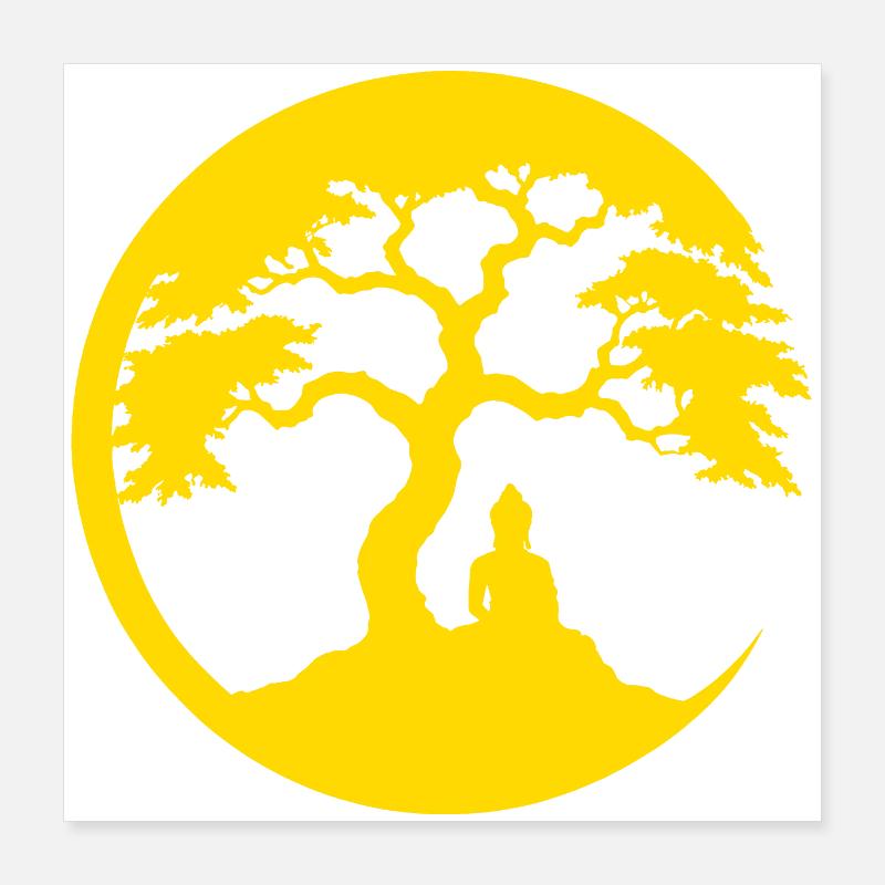 Bouddha, Cercle Zen Poster 40 x 40 cm