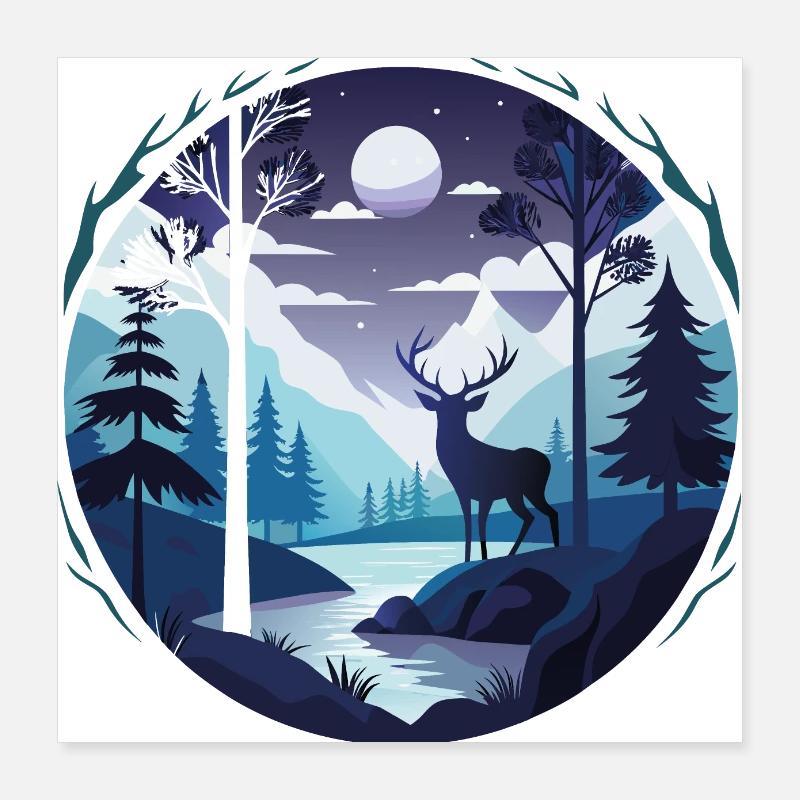 Hirsch Silhouette Poster 40x40 cm