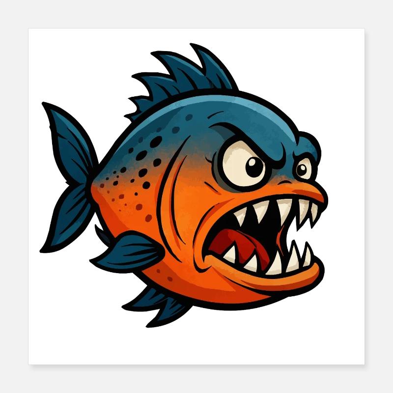 Bande dessinée Piranha Poster 40 x 40 cm