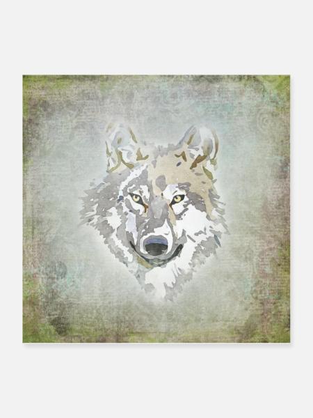 Wolf - Poster 40x40 cm - Weiß