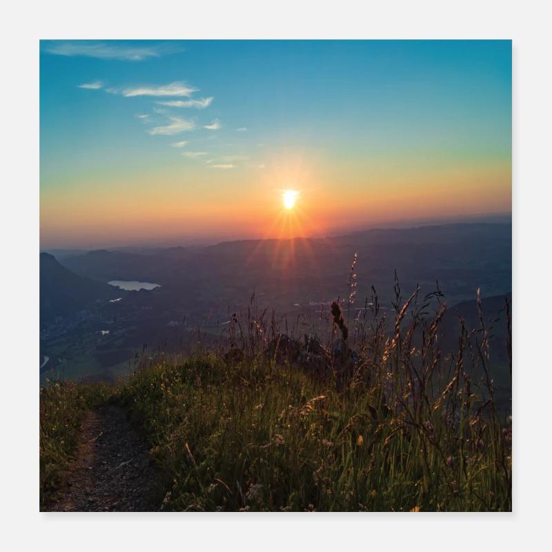 Poster square sunset - Poster 40 x 40 cm - blanc