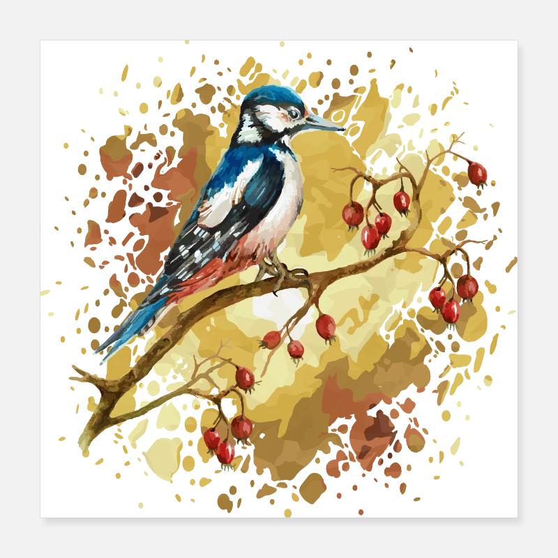 Pic des oiseaux Poster 40 x 40 cm