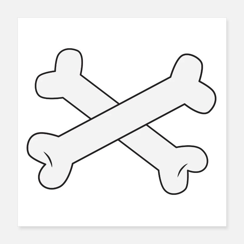 White crossed bones Poster 16" x 16" (40x40 cm)
