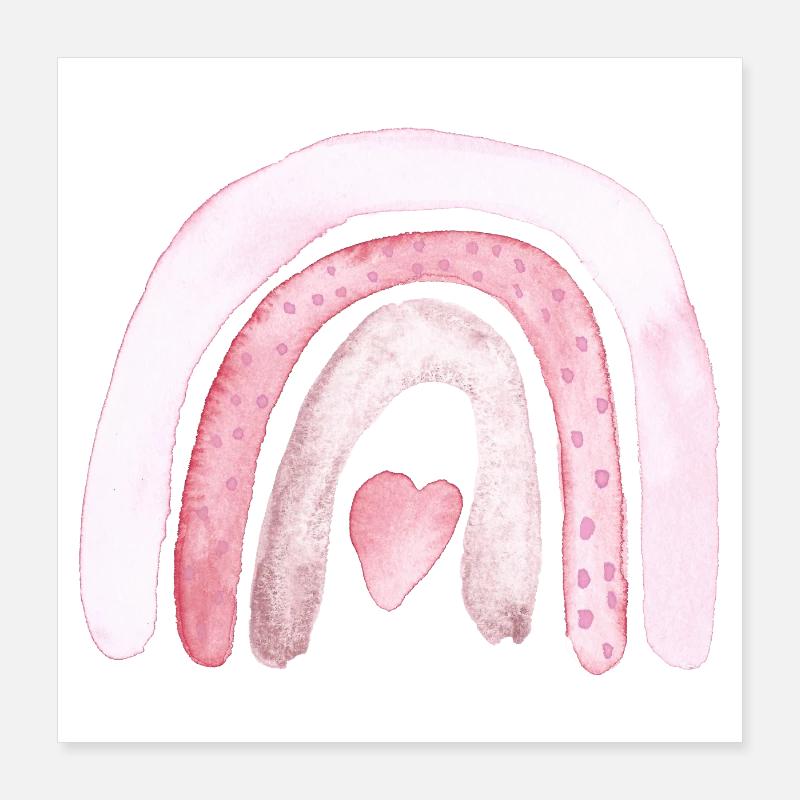 Regenbogen Rosa Herzchen Poster 40x40 cm