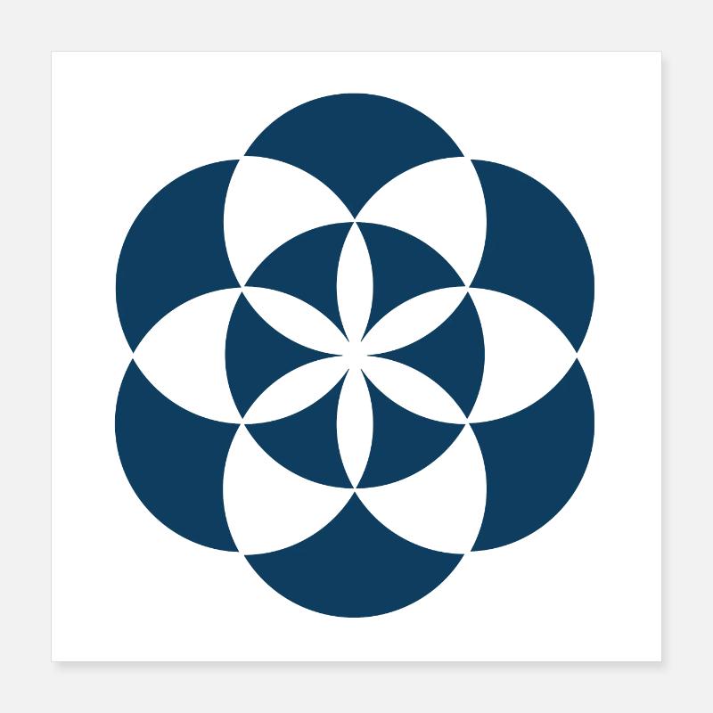 Blauer Samen des Lebens Poster 40x40 cm