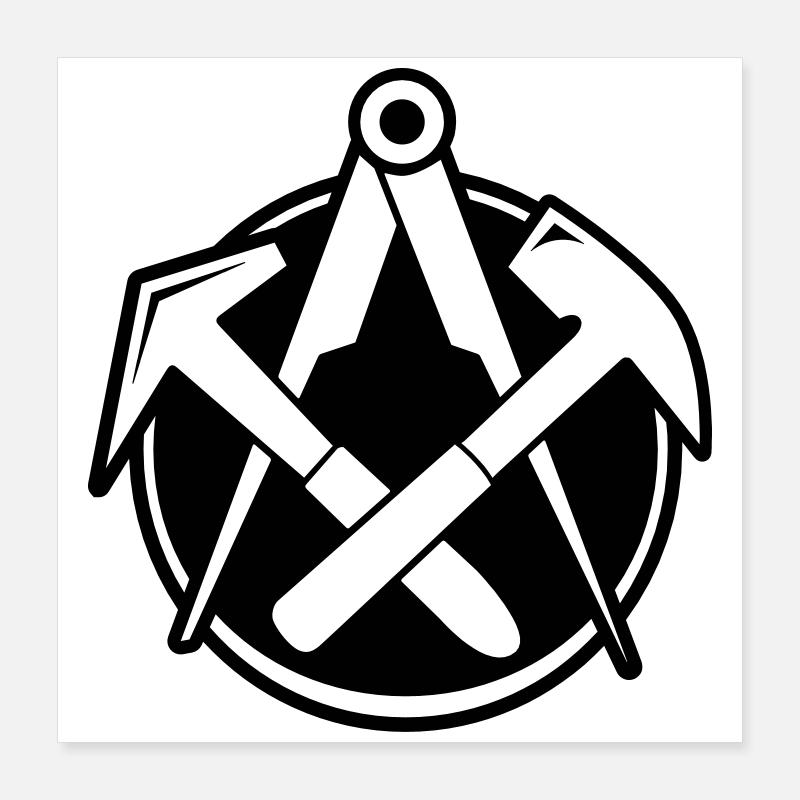 Dachdecker Logo, Zunftlogo Poster 40x40 cm