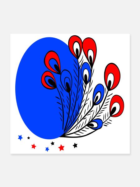 Osterei mit Pfauenfedern - Poster 40x40 cm - Weiß