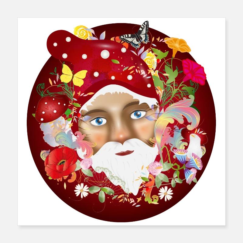 Die bunte und blühende Welt der Gartenzwerge Poster 40x40 cm