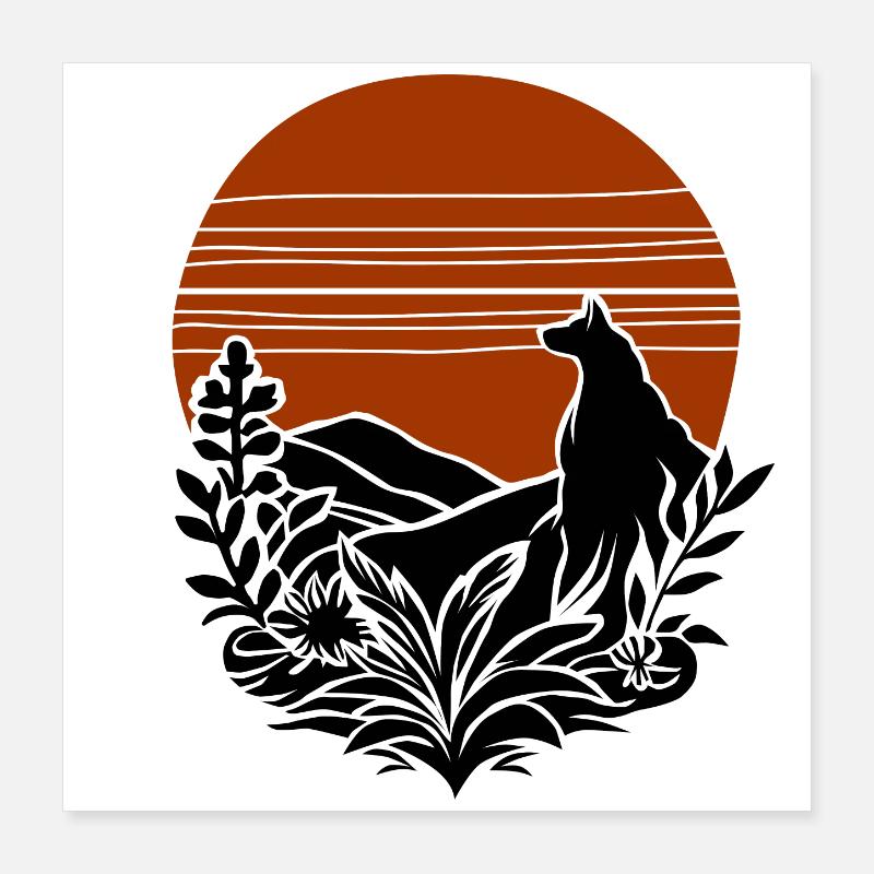 vintage wolf Poster 40x40 cm