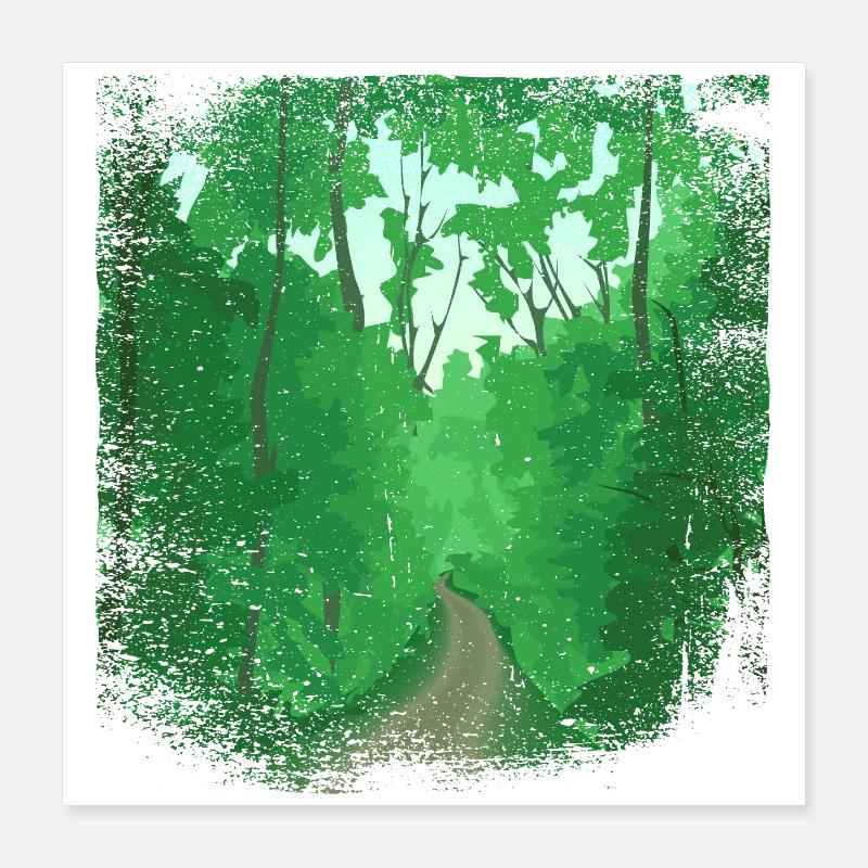Chemin forestier avec bordure effilochée Poster 40 x 40 cm